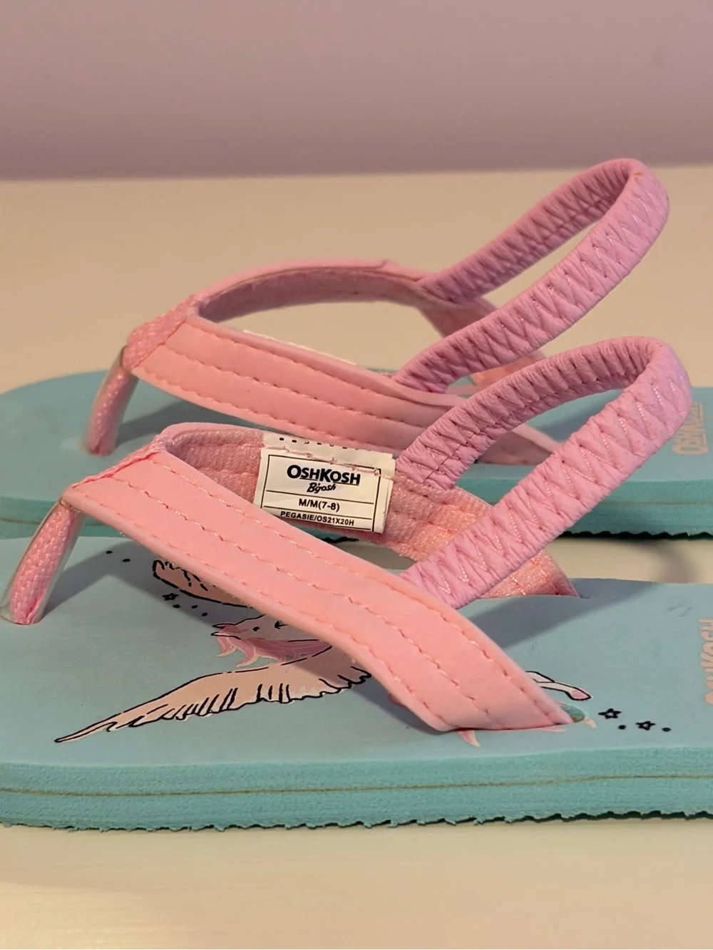 NWOT OshKosh B’gosh Pink & Teal Unicorn Flip Flops Flip-Flops Size 7/8 M